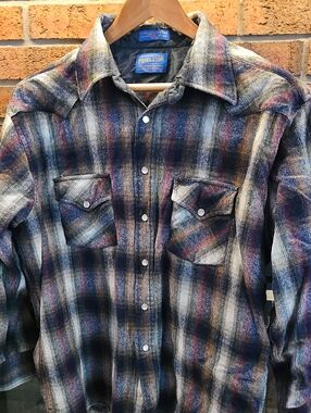 Pendleton Men's XL 💯% Pure Virgin Wool Pearl Snap Flannel